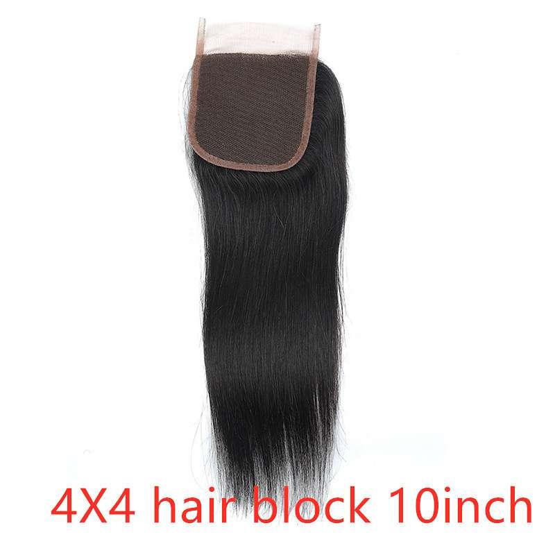 4x4 lace closure 10 inch length straight wave human hair natural black color option