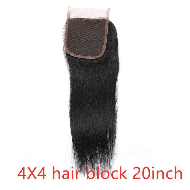 4x4 lace closure 20 inch length long straight human hair premium quality natural black color
