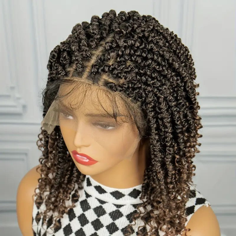 Back view of long heat-resistant wig displaying full-length brown hair with high-density construction and smooth finish