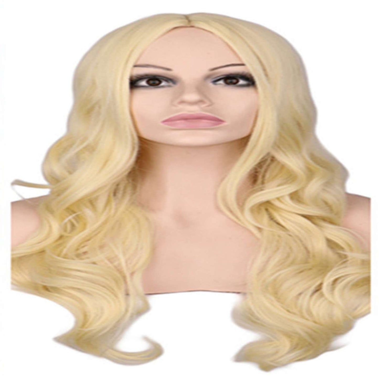 Blonde wig with soft wavy texture showing natural volume and feminine styling
