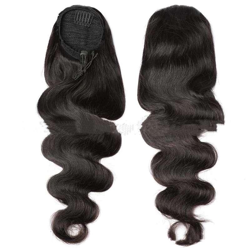 Two ponytails shown front and back for comparison