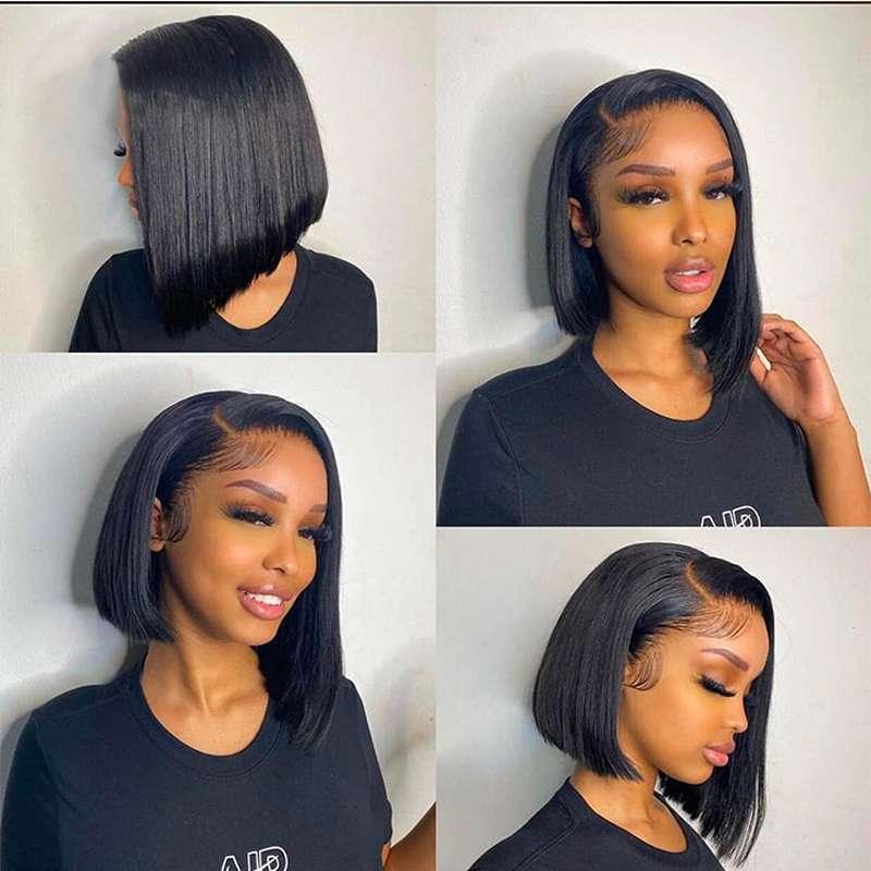 13x4 lace frontal bob wig natural hairline pre-plucked baby hairs detail