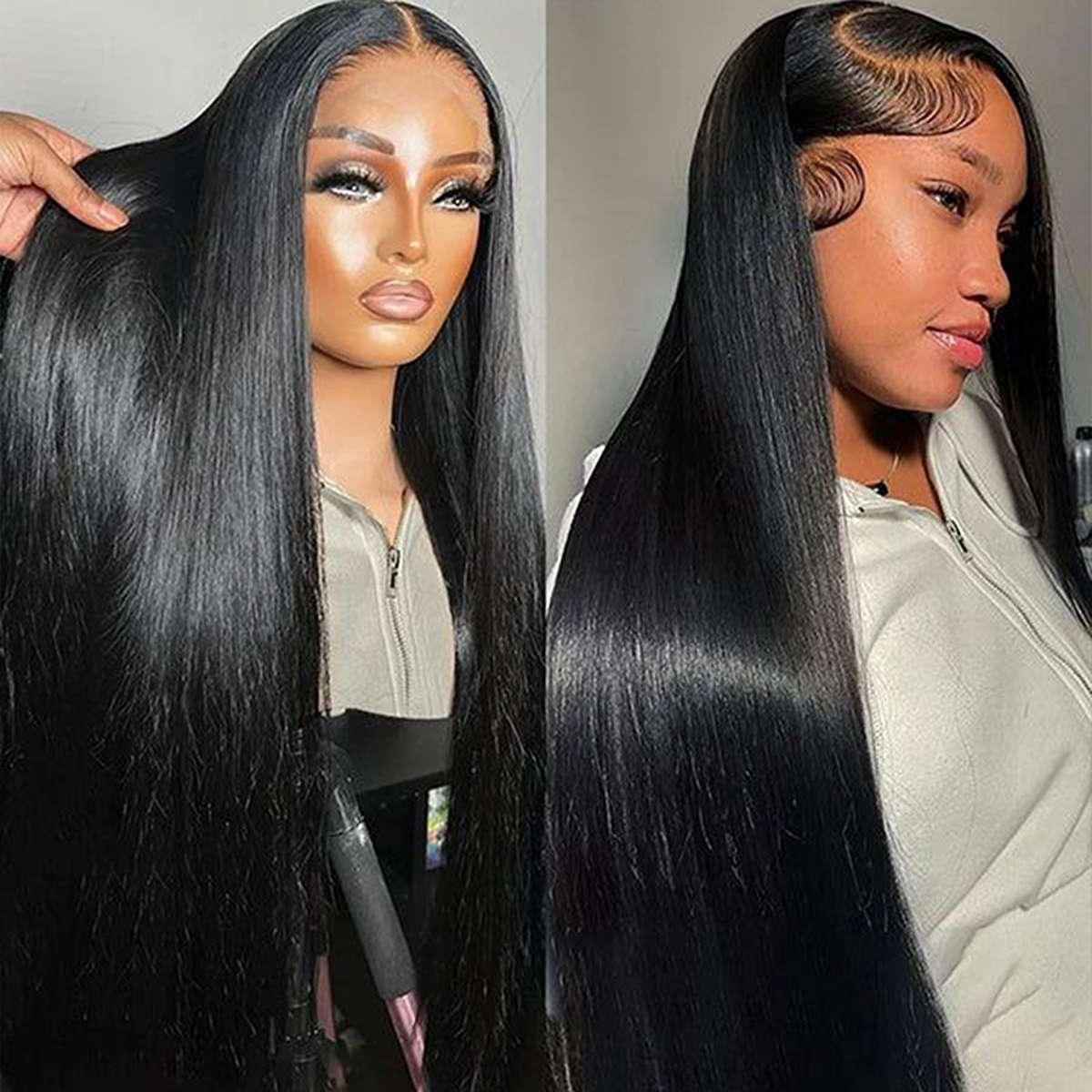 Lace front wig human hair straight 13x4 HD lace natural density