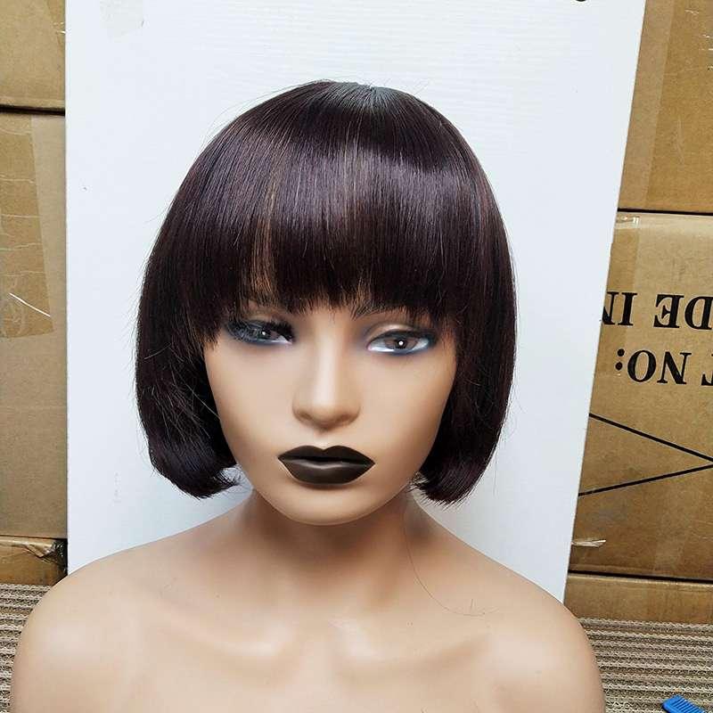 Lightweight fringe bob wig 220g comfortable human hair natural look bangs
