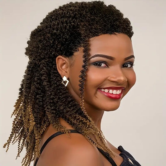 Premium heat-resistant synthetic wig with 180% density featuring long brown hair and natural volume for daily wear