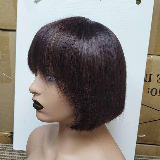 Luxe fringe bob human hair wig premium quality double drawn celebrity style