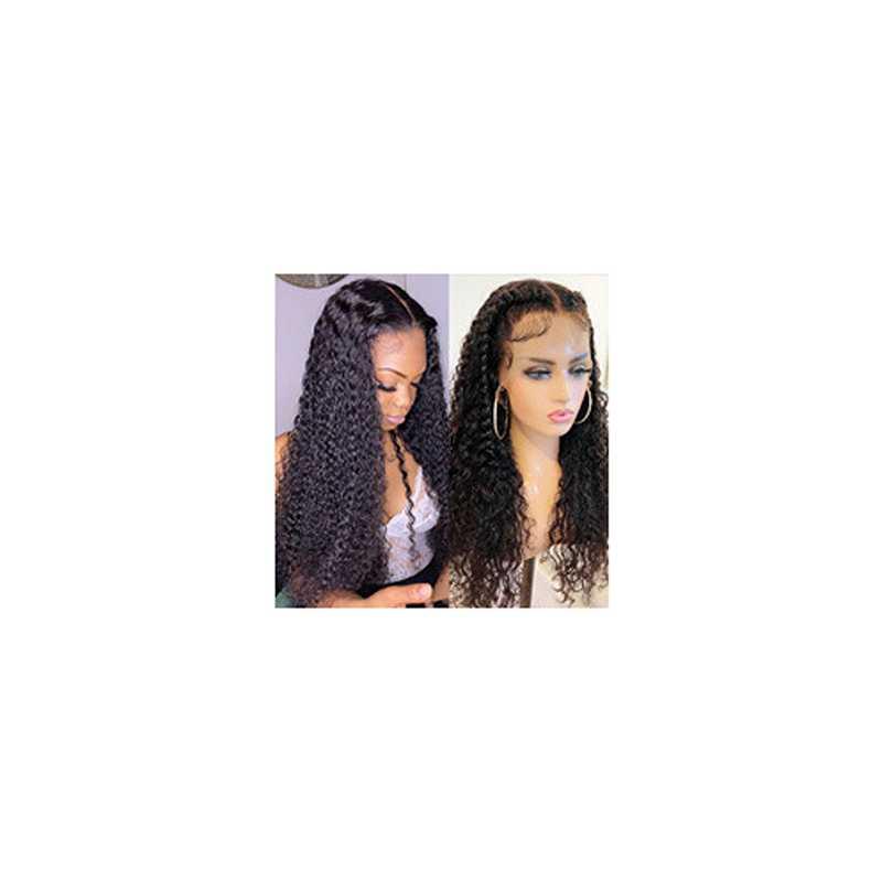 Side-by-side comparison of premium kinky curly wigs showcasing consistent curl texture and quality