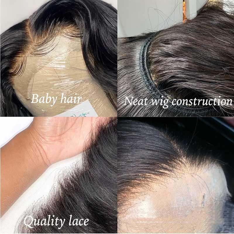 Body wave human hair wig showing full length and natural texture
