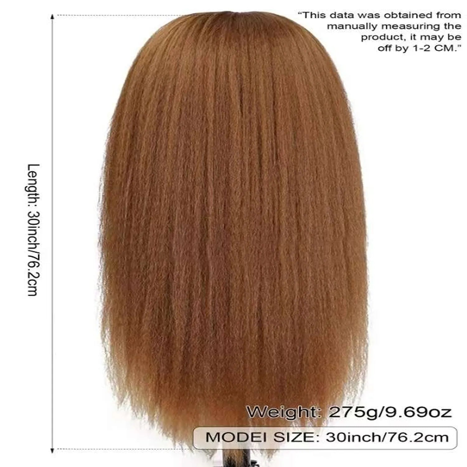 30 inch brown blonde ombre wig yaki straight 180% density full length flat lay