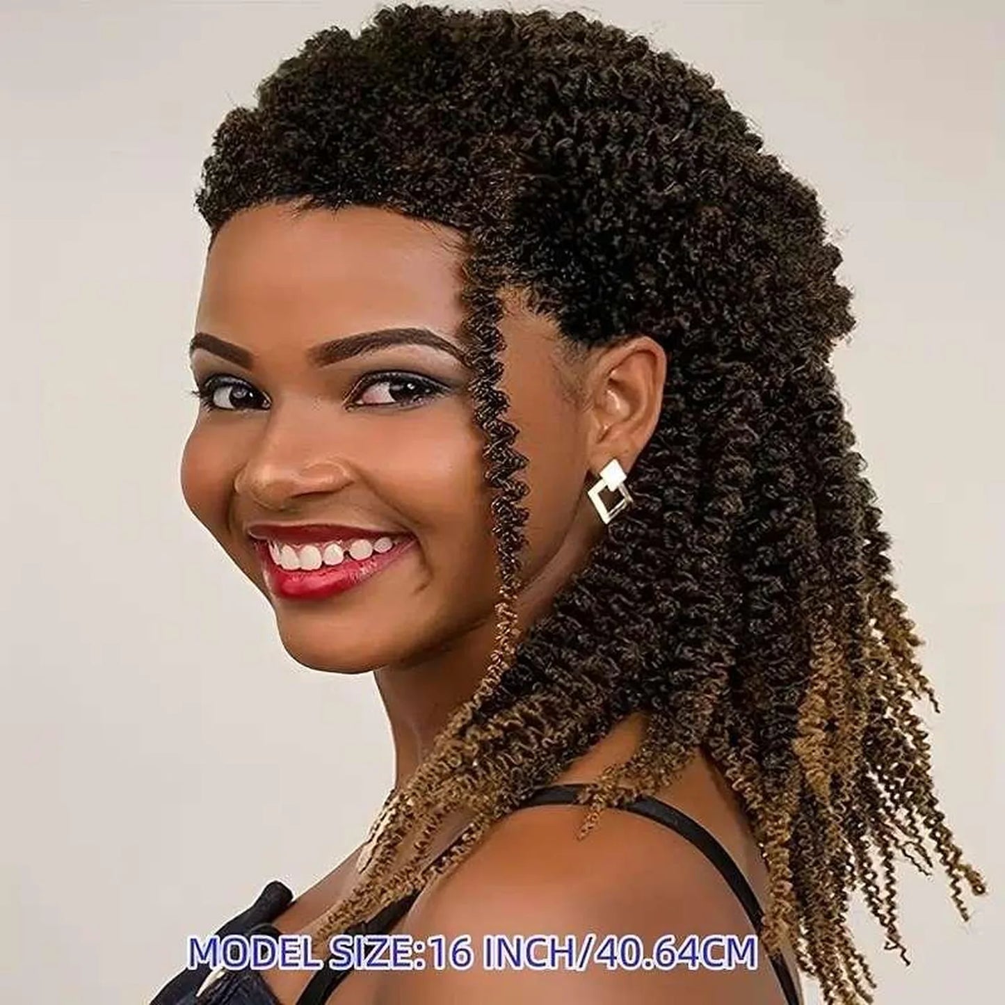 Heat resistant senegalese twist wig brown ombre 180 density synthetic fiber front view