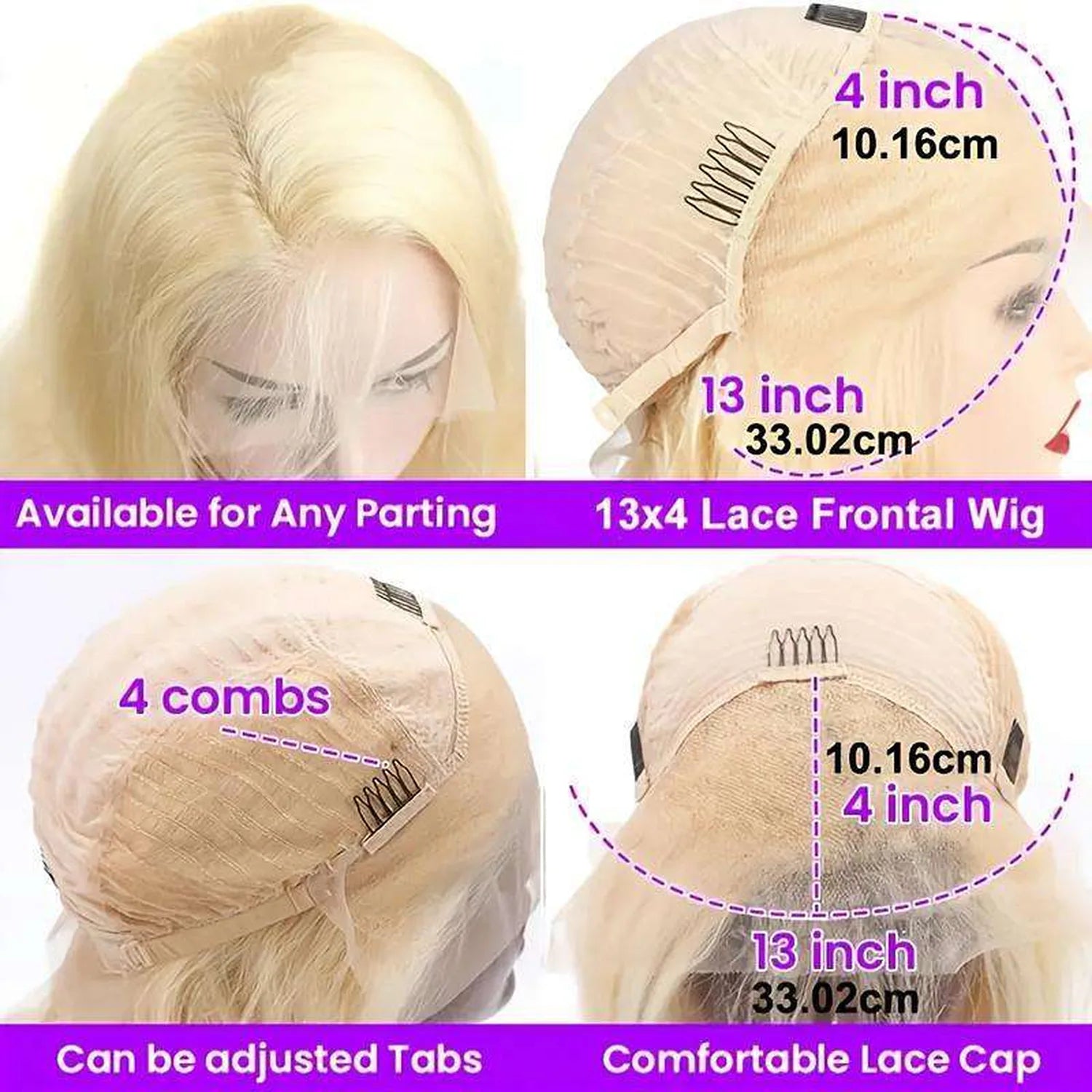 HD lace closure four by four transparent pre-plucked hairline bleached knots closeup view