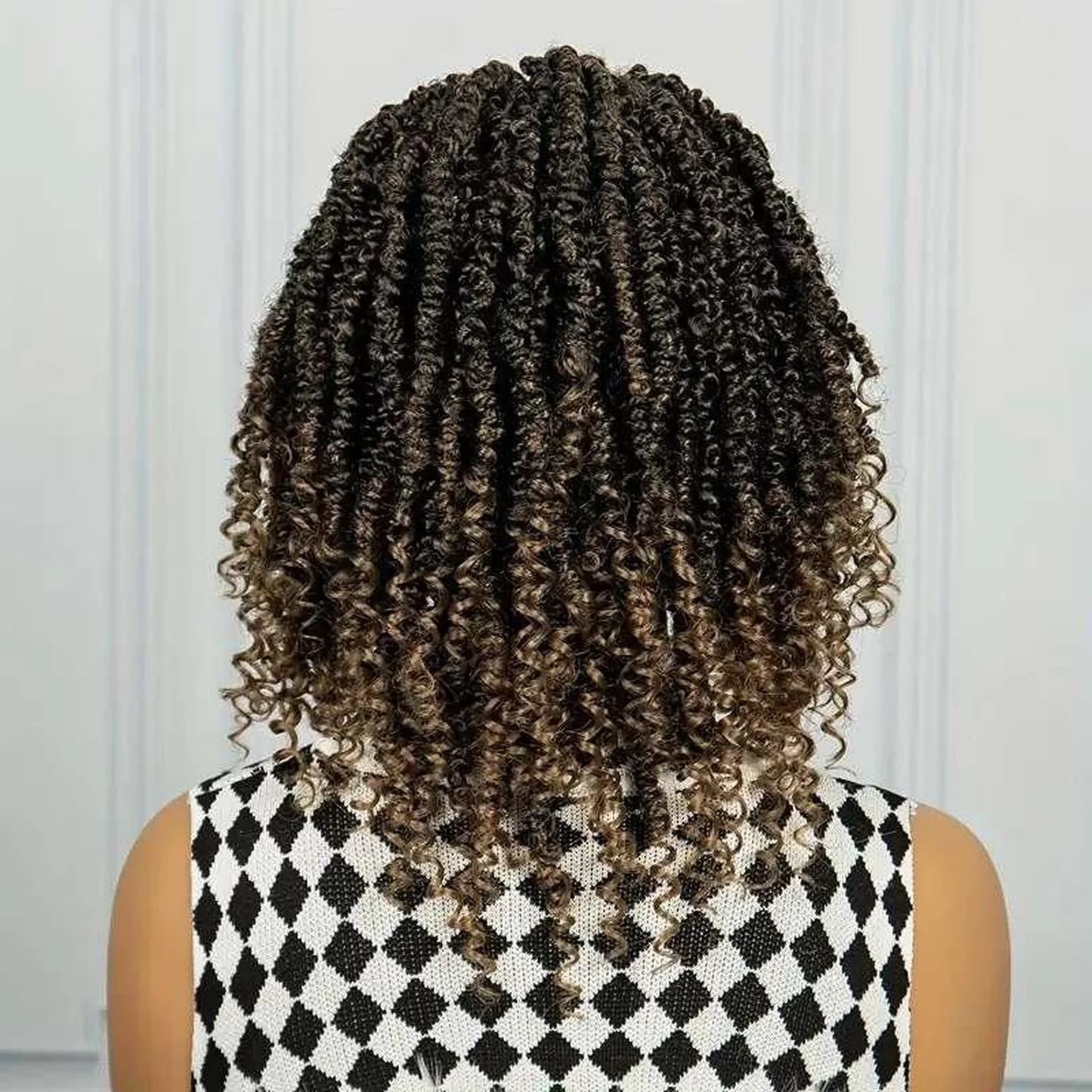 Full length brown ombre senegalese twist wig synthetic heat resistant back view