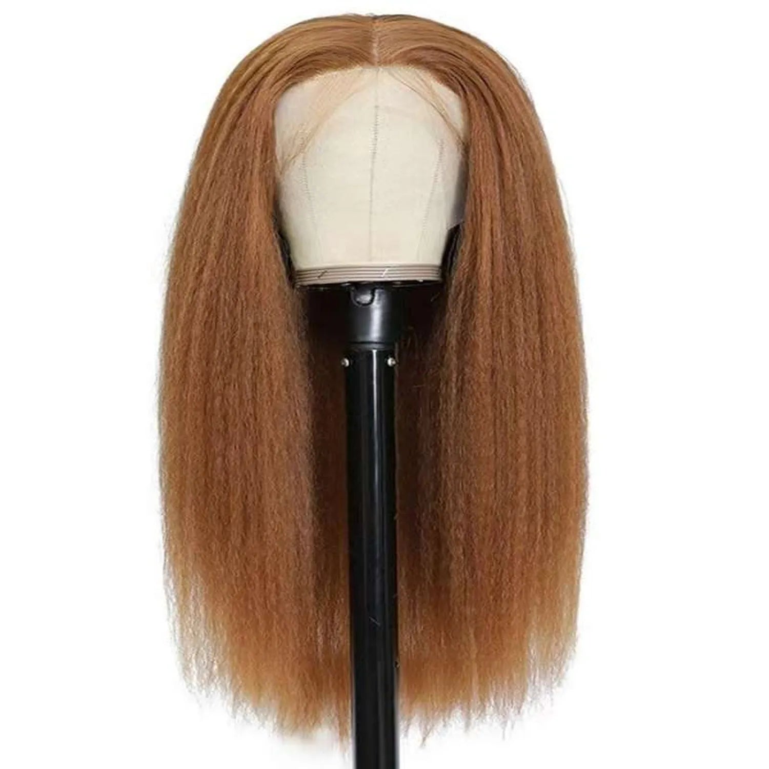Glueless lace front wig brown blonde ombre 30 inch HD lace mannequin front view