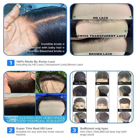 HD lace closure wig 6x4 body wave natural black pre-plucked baby hairs construction detail