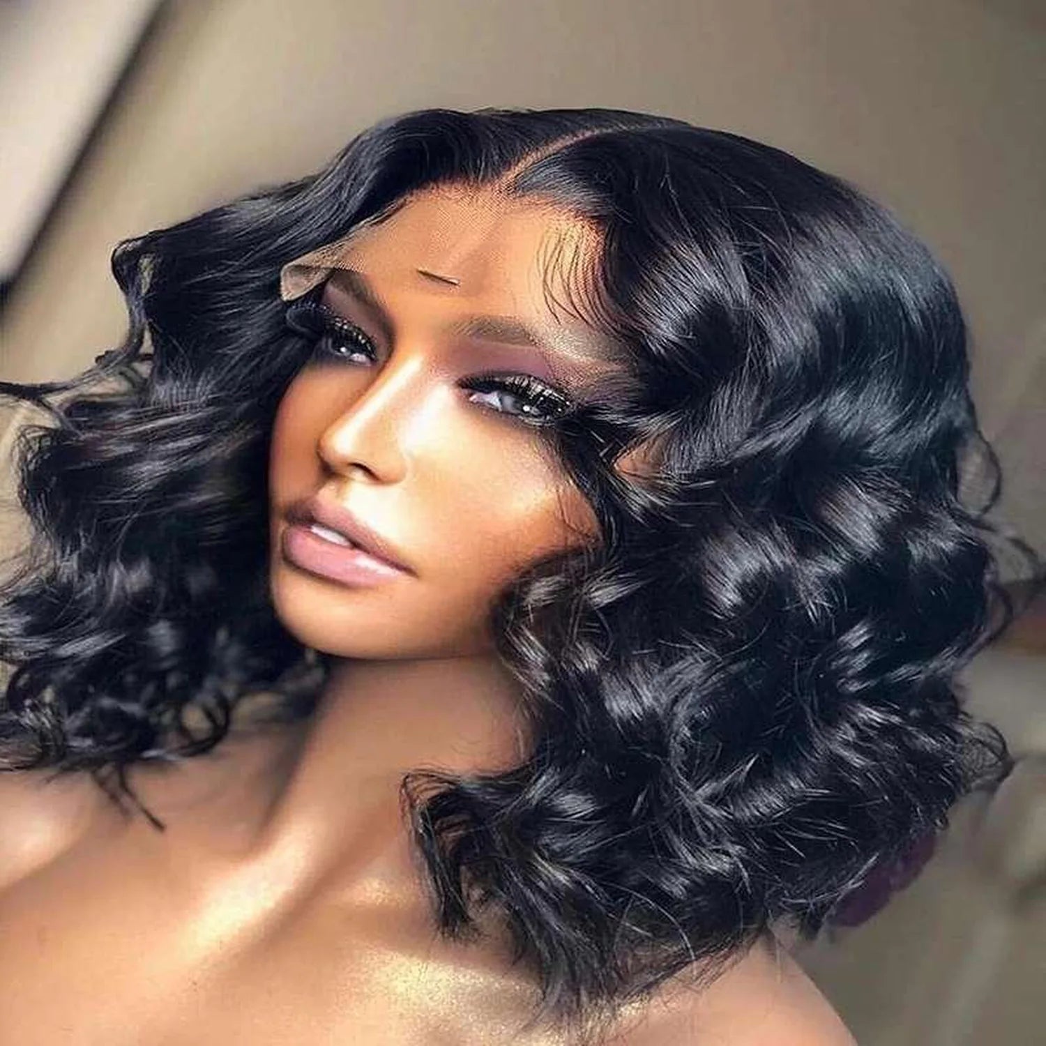 Curly synthetic hair wig close-up texture heat resistant 120°C low maintenance natural movement