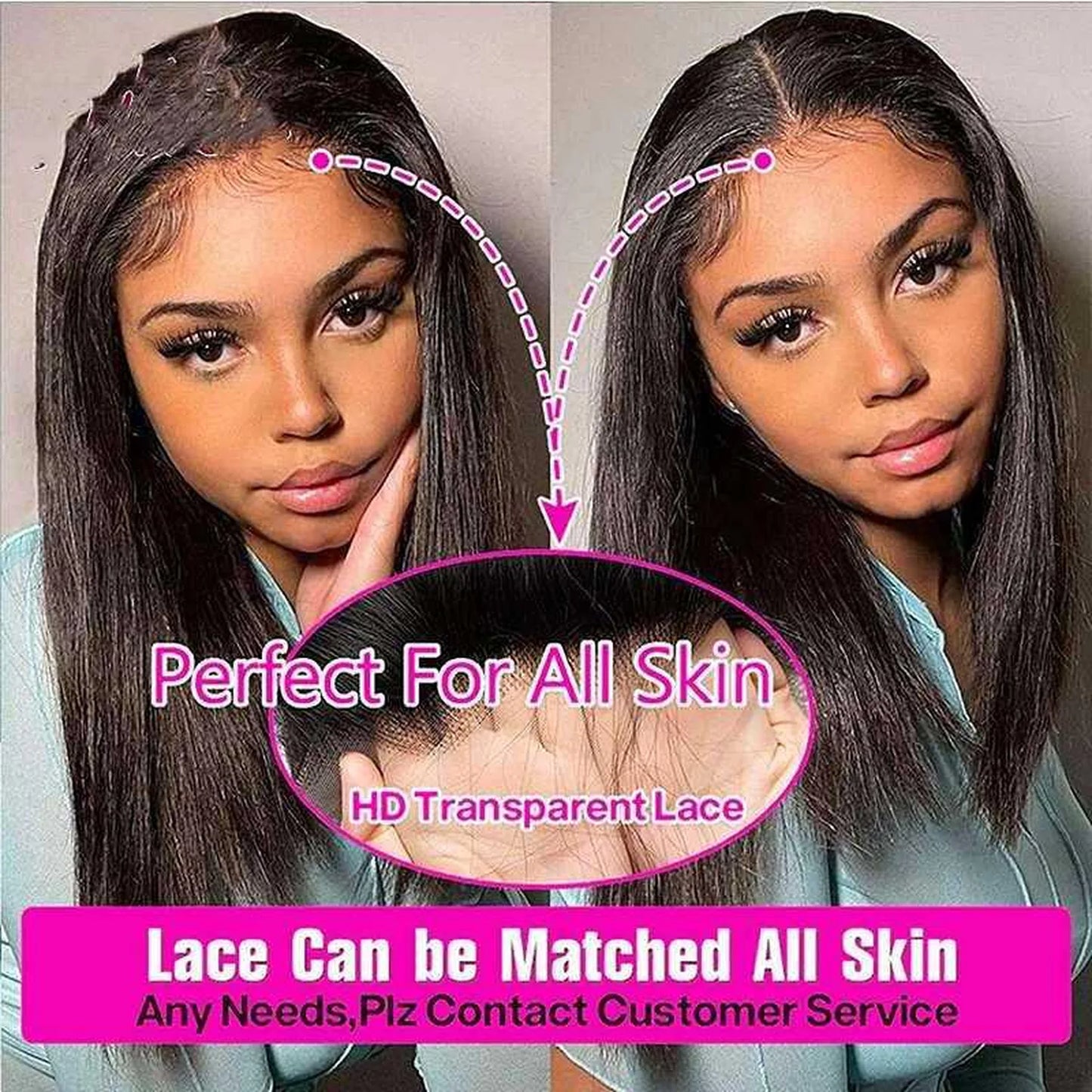 Straight bob wig human hair 13x4 lace front natural black two women side by side