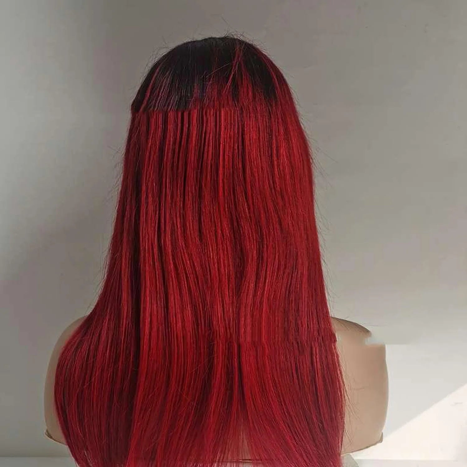 Virgin remy human hair red gradient ombre straight 180-250g full volume natural movement flow
