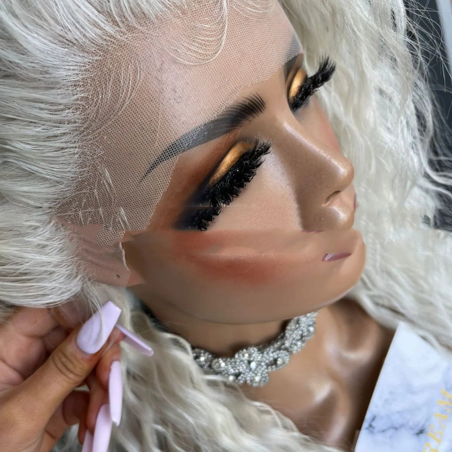 Transparent lace front wig hairline closeup baby hairs pre-plucked natural hairline side angle