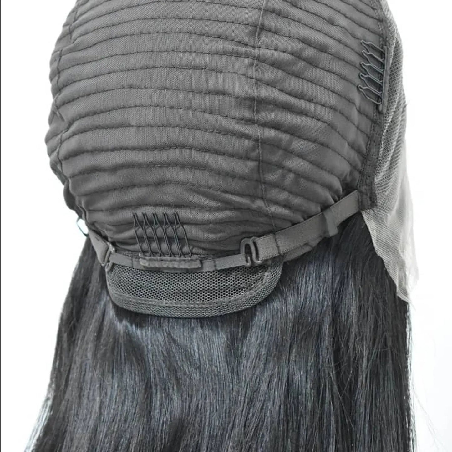 Adjustable wig cap construction 13x4 lace front straight black back detail