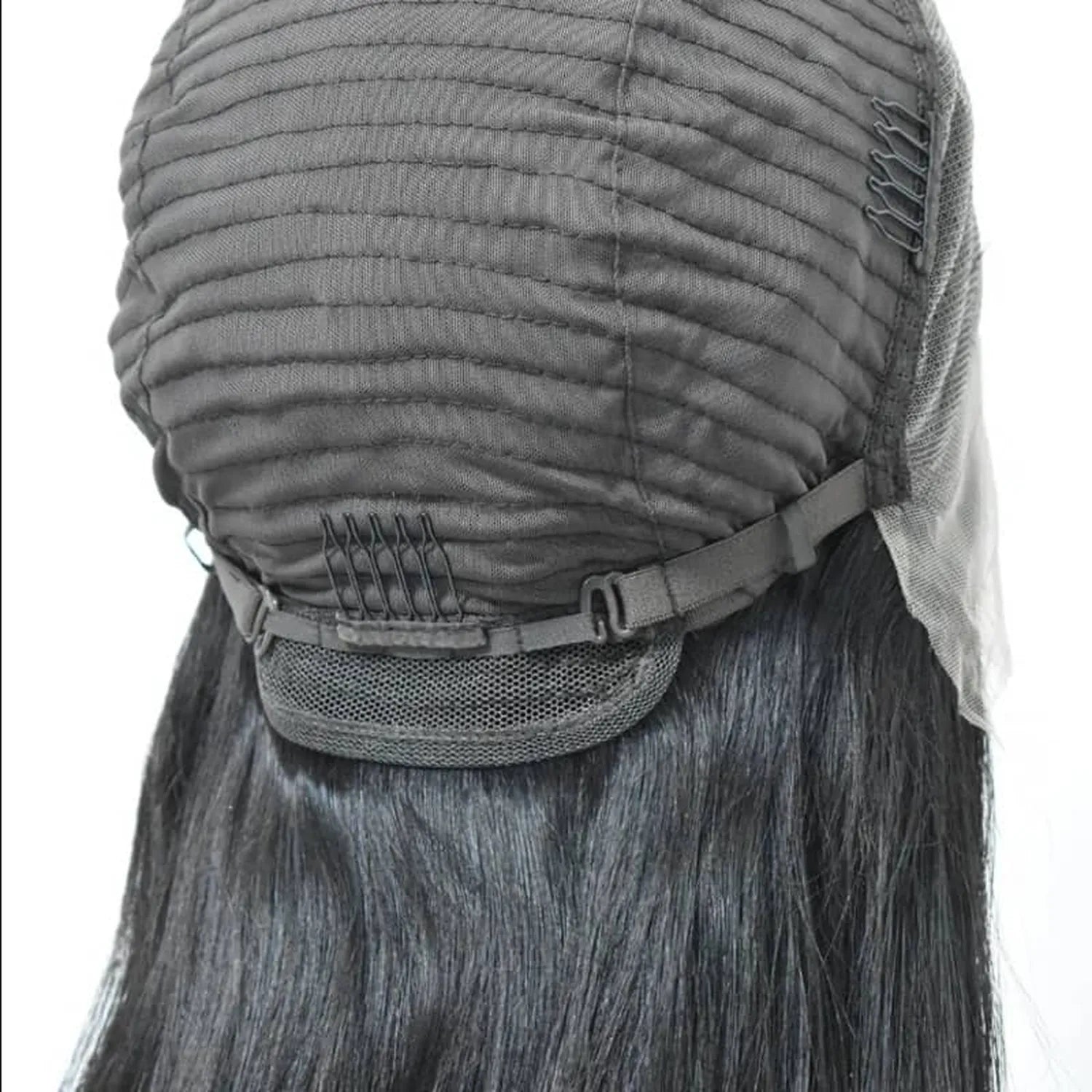 Adjustable wig cap construction 13x4 lace front straight black back detail