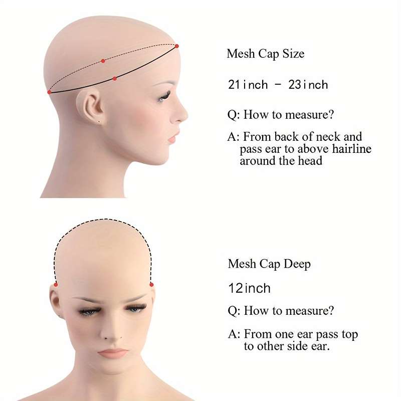Wig cap construction detail showing breathable mesh design and comfortable fit for daily wear use