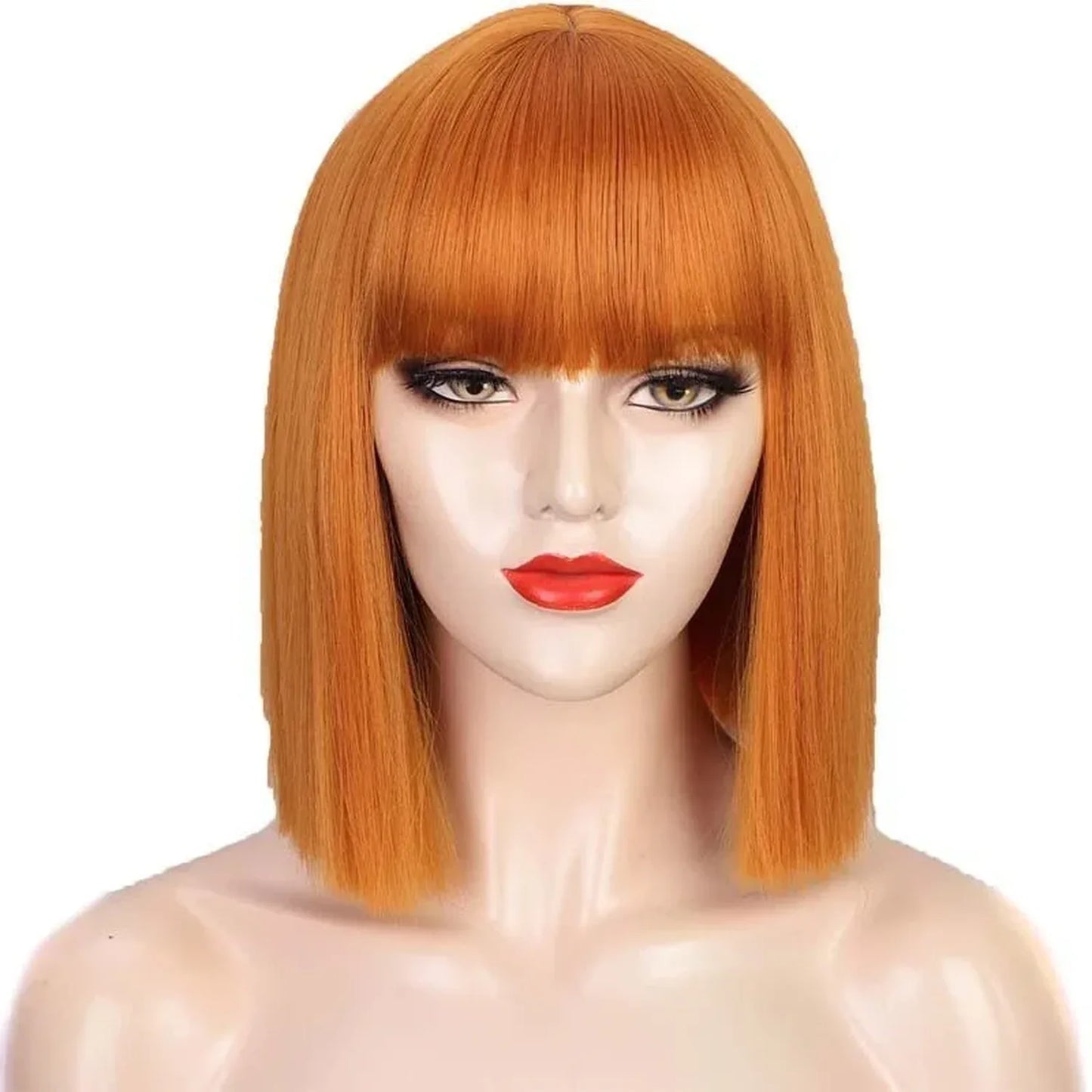Orange ginger synthetic wig heat resistant bob style shoulder length women